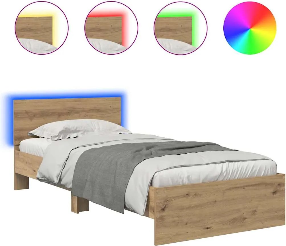 vidaXL Cadru de pat Stejar Artizanal 100 x 200 cm Lemn compozit