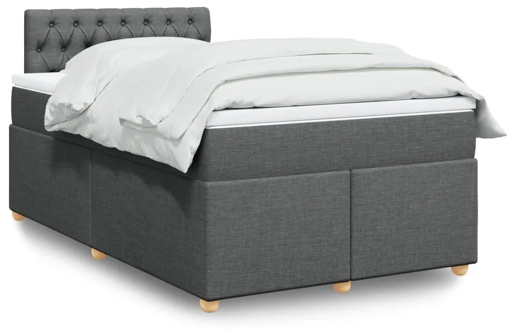 vidaXL Pat box spring cu saltea, gri închis, 120x190 cm, textil