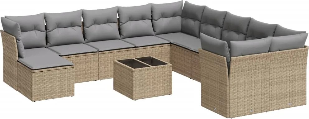 vidaXL Set canapele de grădină cu perne, 12 piese, bej, poliratan
