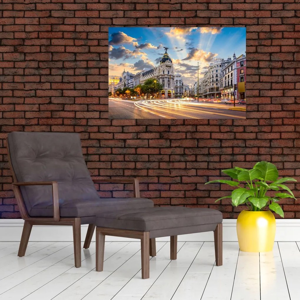 Tablou - Calle Gran Vía, Madrid, Spania (90x60 cm)