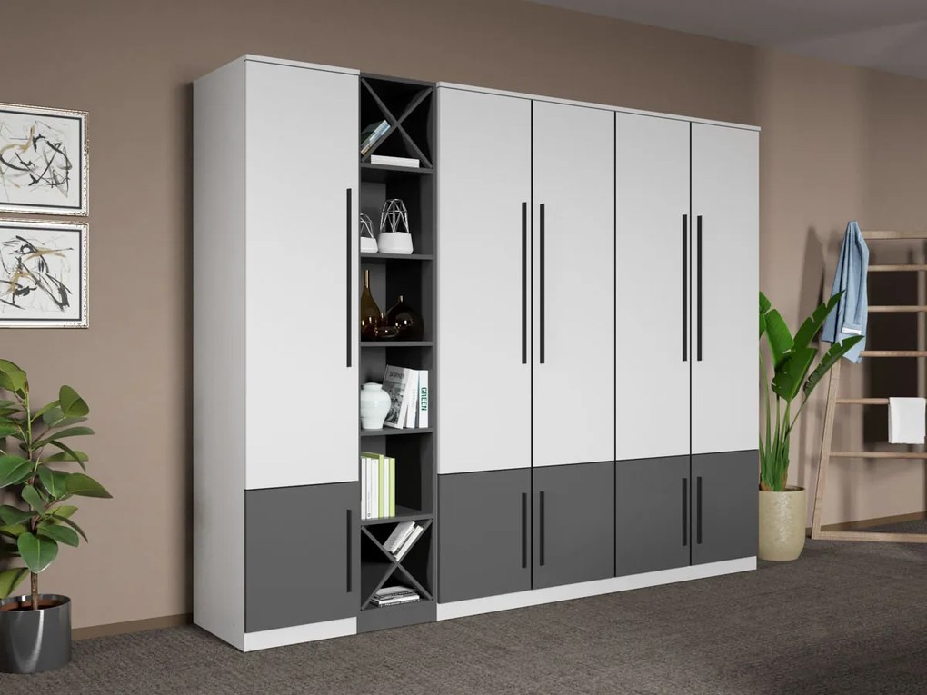 Set mobila dormitor 4 piese Alb/Gri antracit Storm C12