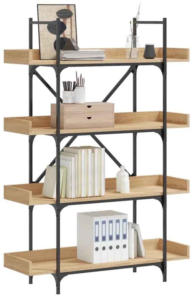 vidaXL Bibliotecă 4 niveluri, stejar sonoma, 100x33x145,5 cm, lemn