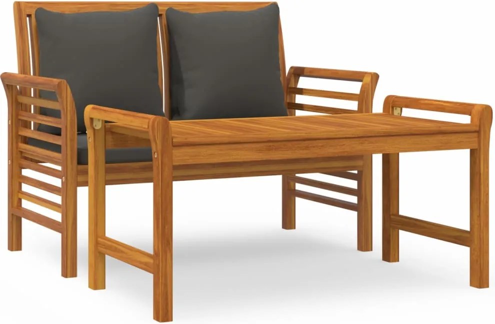 vidaXL Set mobilier grădină cu perne gri închis, 2 piese, lemn masiv