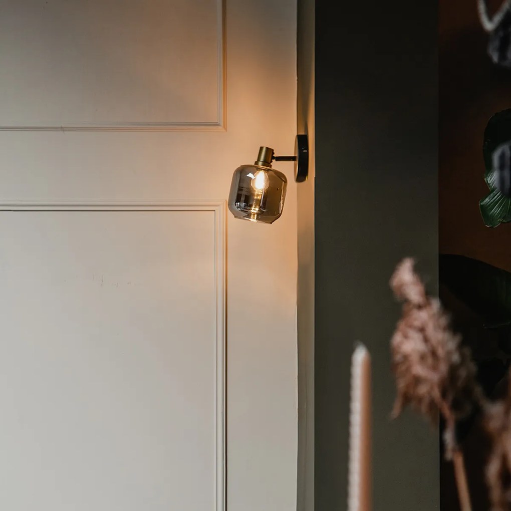 Spotlight de tavan de design negru cu auriu și sticlă fumurie - Zuzanna