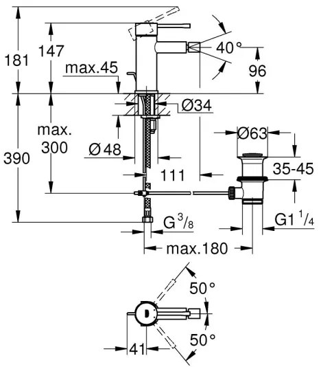 GROHE 32935GN1 - Baterie pentru bideu ESSENCE DN 15, mărimea S, finisaj auriu