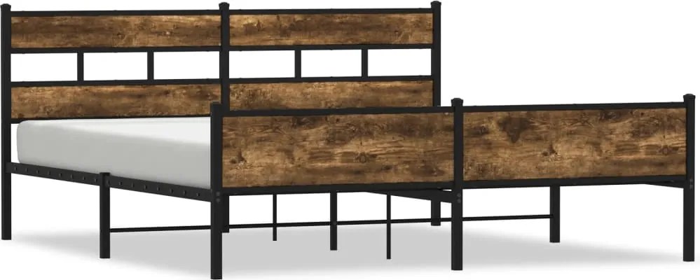 vidaXL Cadru pat metalic fără saltea, stejar fumuriu, 180x200 cm