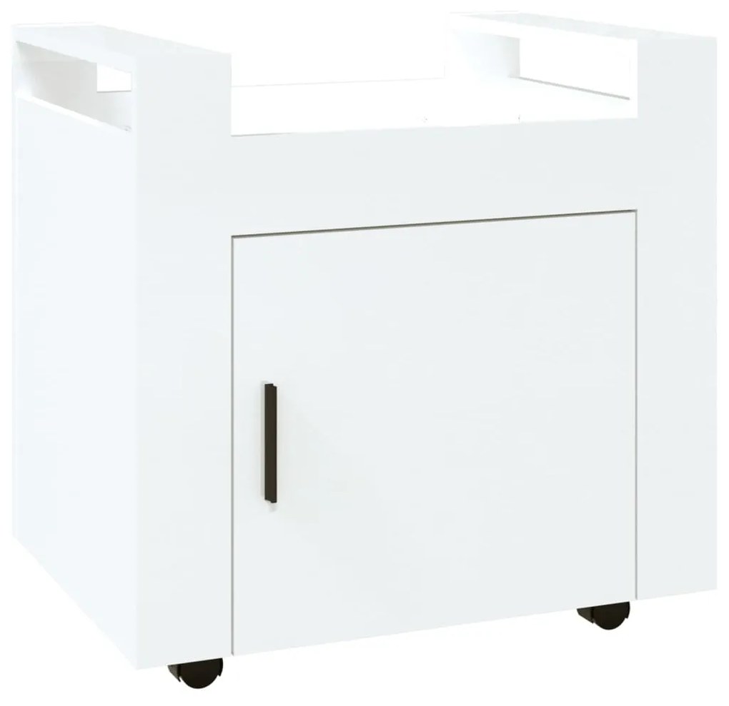 816610 vidaXL Cărucior de birou, alb extralucios, 60x45x60 cm, lemn prelucrat