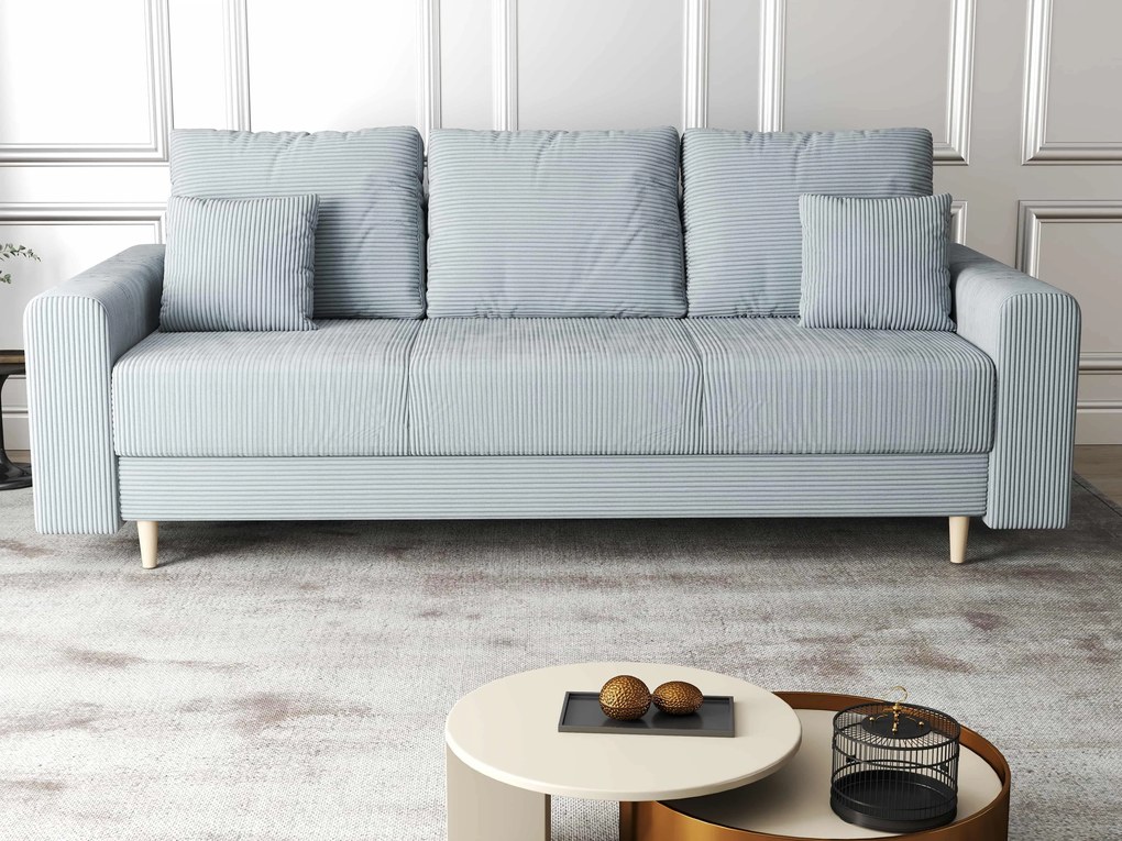 Canapea extensibilă dumonde cu ladă de depozitare si sezut confortabil din spuma high-density, Kronos Zoom Gri 210x100 cm