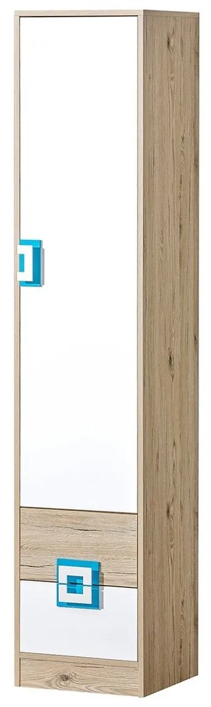 Dulap cu rafturi Niles NI05 (stejar deschis + alb + turcoaz). 1058374