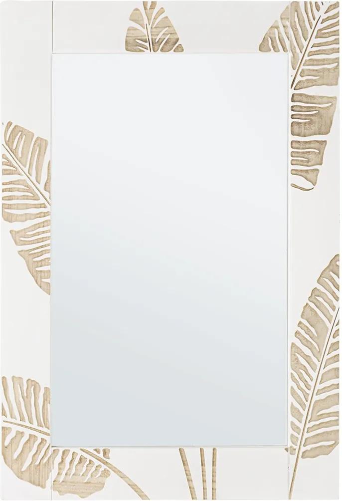Oglinda decorativa perete cu rama lemn alb crem 54 cm x 76 h
