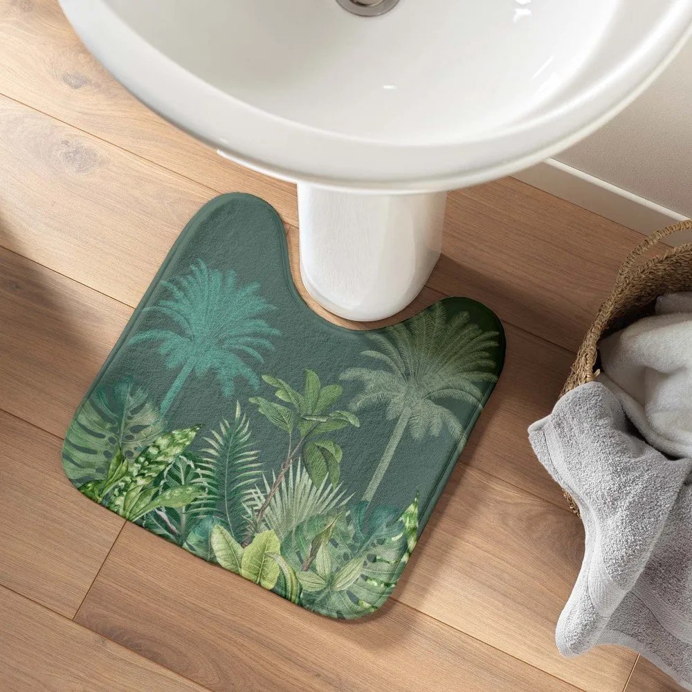 Covoraș de baie verde pentru WC din material textil 45x45 cm Vagabonde – douceur d'intérieur