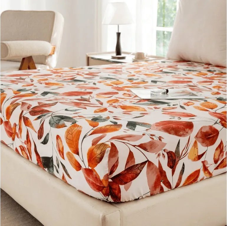 Cearsaf din microfibra AUTUMN LEAVES colorat 180x200 cm