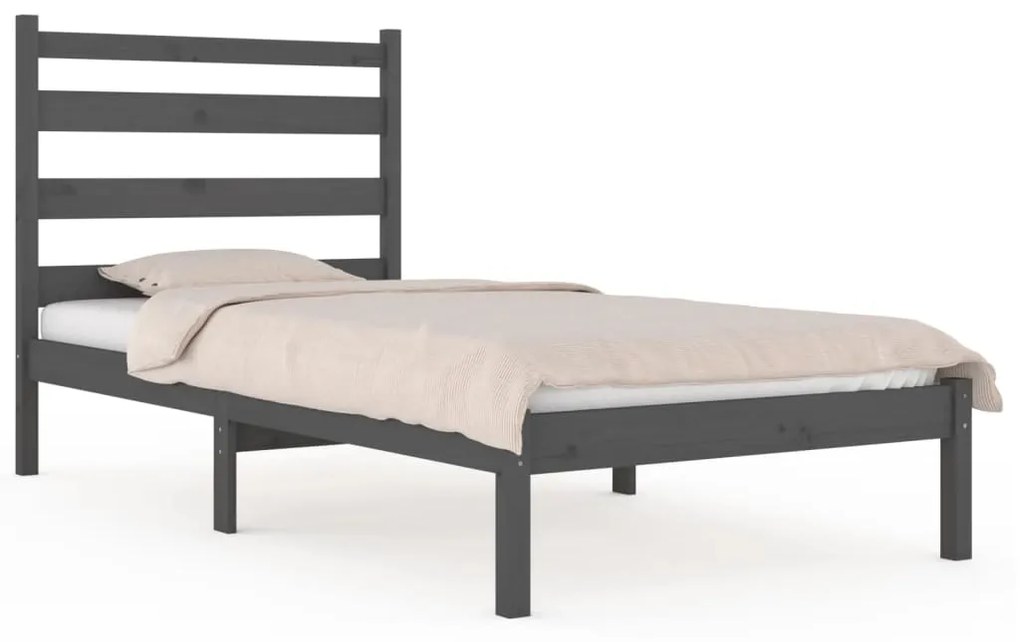 3103615 vidaXL Cadru de pat single, gri, 90x190 cm, lemn masiv de pin
