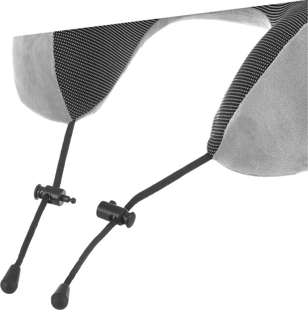 Set perna de calatorie cervicala 3D memory foam, masca de somn si dopuri antizgomot, Gri/Negru