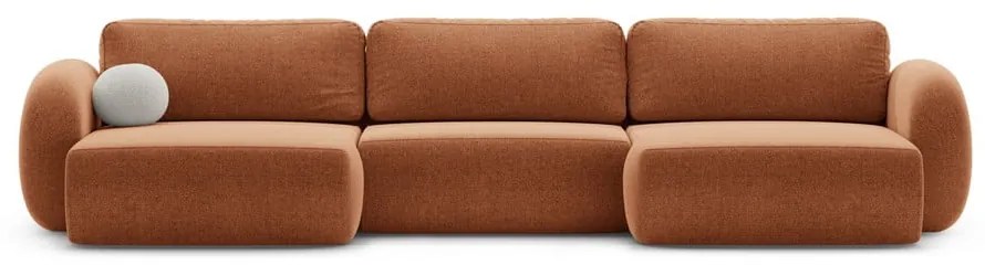 Colțar cărămiziu extensibil/cu spațiu de depozitare cu tapițerie din chenille (în formă de "U") Tonale – Cosmopolitan Design