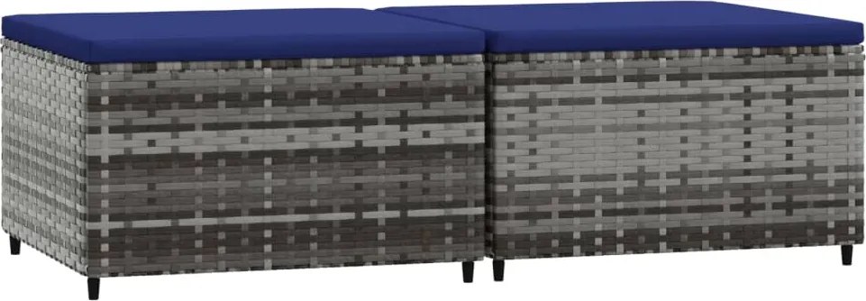 vidaXL Taburete de grădină cu perne, 2 buc., gri, poliratan