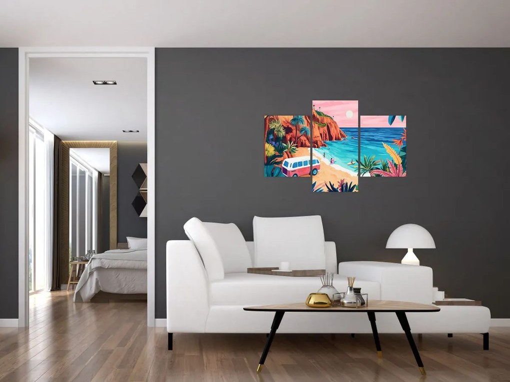 Tablou - Rulotă la ocean (90x60 cm)