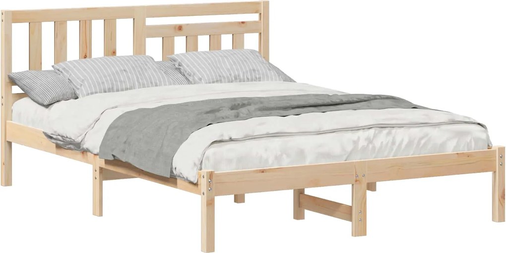 vidaXL Cadru de pat cu headboard Maro 120 x 190 cm Lemn de pin masiv