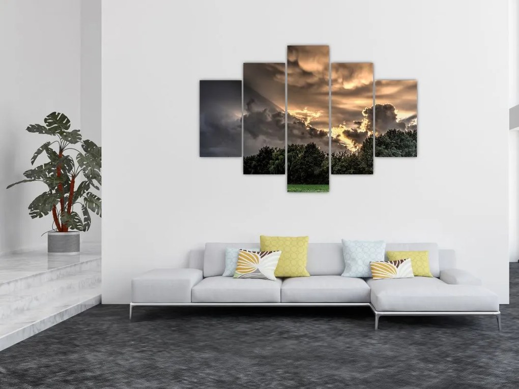 Tablou cu nori și pădure (150x105 cm)