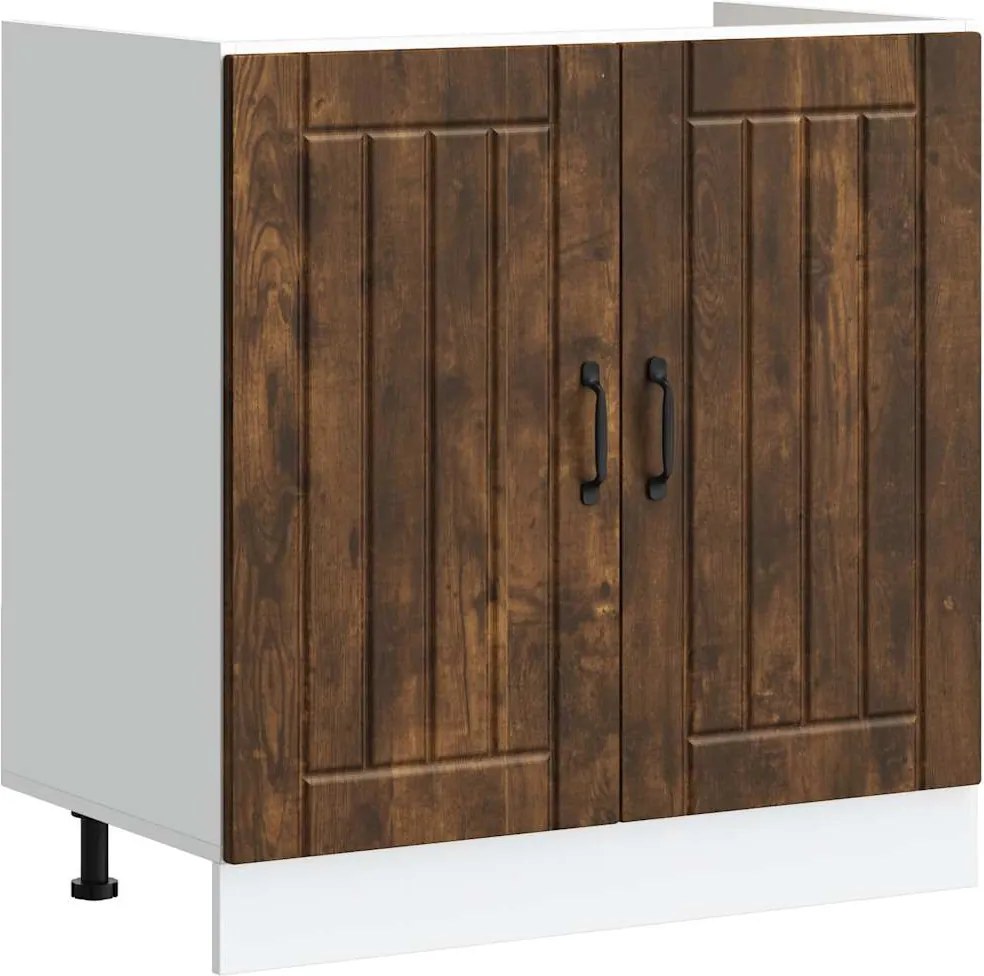 vidaXL Dulap de bază pentru chiuvetă „Lucca” Lemn stejar afumat