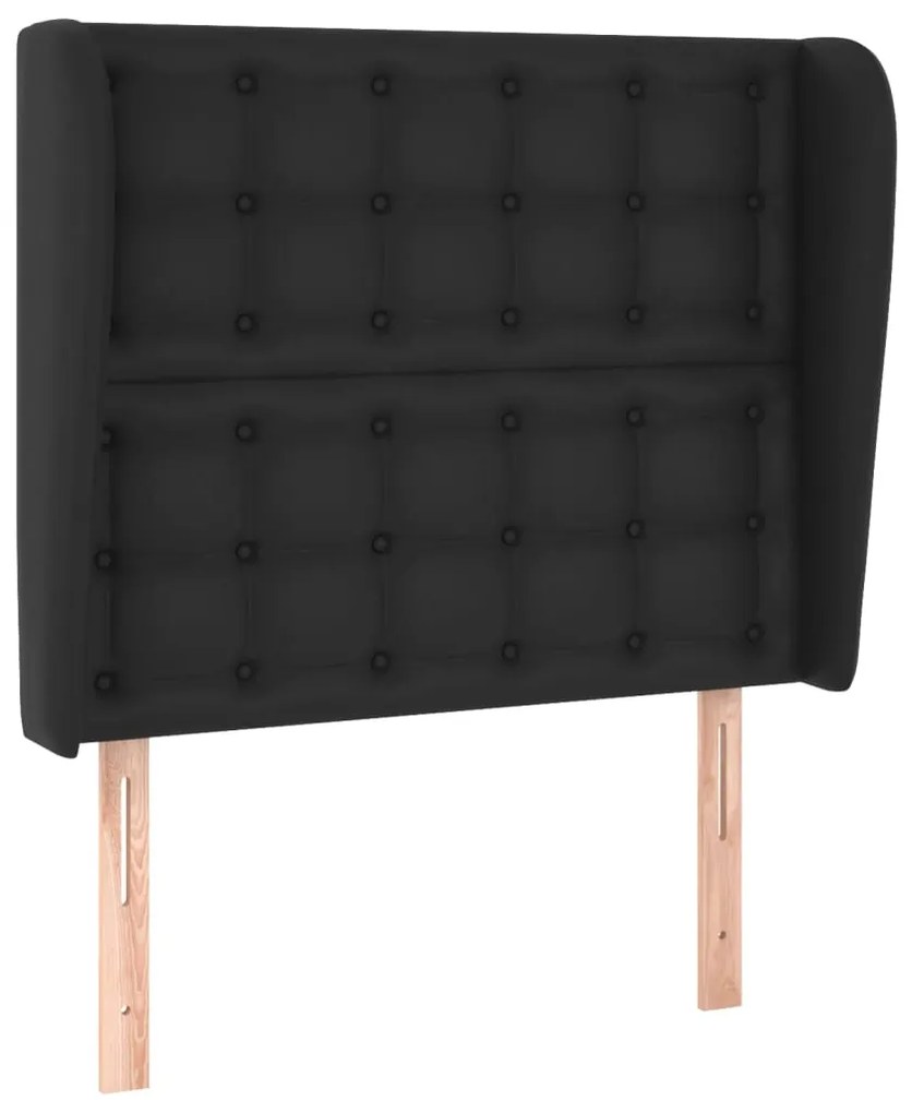 3118040 vidaXL Tăblie de pat cu aripioare, negru, 103x23x118/128 cm, piele eco