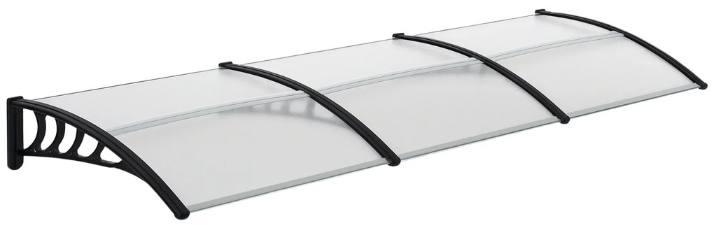Outsunny Acoperiș din Policarbonat și Aluminiu pentru Balcoane, Ferestre și Uși, Pensilină Exterioară cu Suport din PP, 303x96x27 cm, Transparent