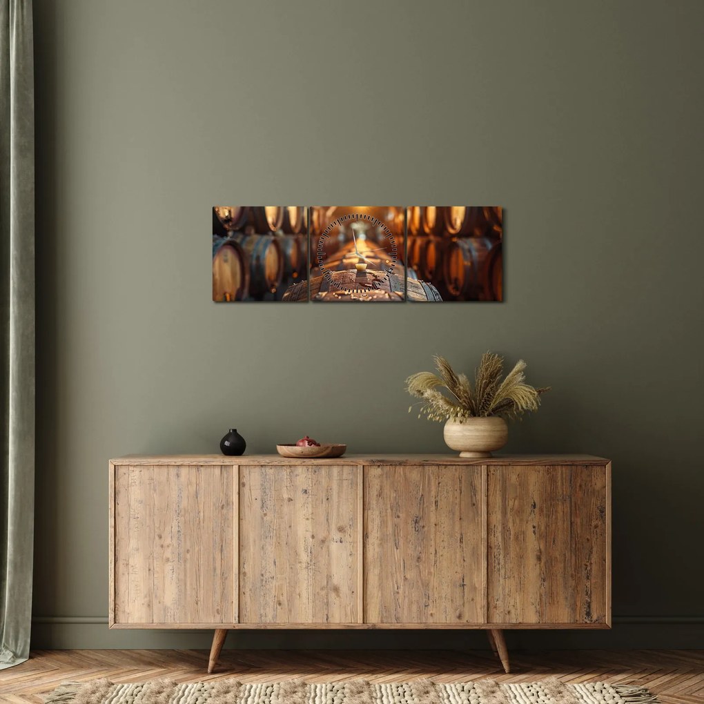Tablou - Pivniță de vinuri (cu ceas) (90x30 cm)
