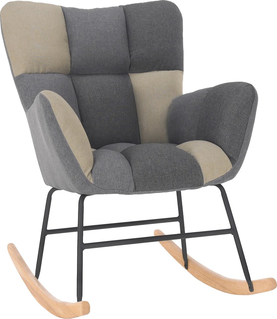 Scaun balansoar design, patchwork/gri/bej, KEMARO