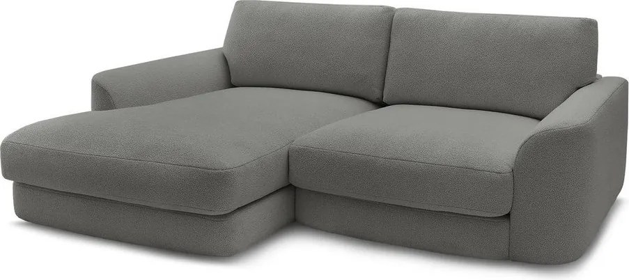 Colțar gri închis cu tapițerie din țesătură bouclé (cu colț pe partea stângă/cu șezlong) Leonore – Bobochic Paris