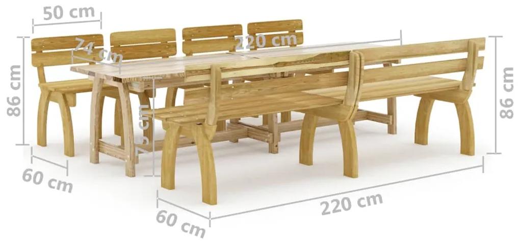 Set mobilier de exterior, 6 piese, lemn de pin tratat 6