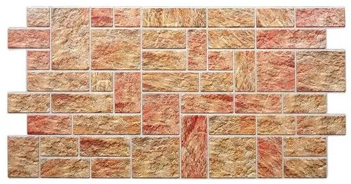 Panou decorativ, PVC, model piatra 3D, nuante maro rosiatic, 96x48.5 cm