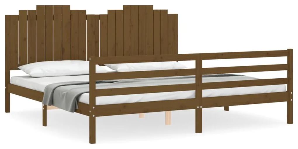 3194204 vidaXL Cadru pat cu tăblie, maro miere, 200x200 cm, lemn masiv