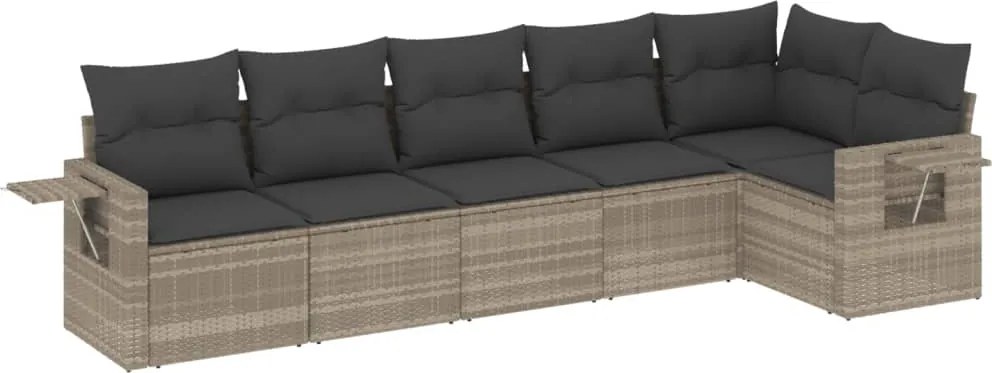 vidaXL Set canapele de grădină cu perne, 6 piese gri deschis poliratan