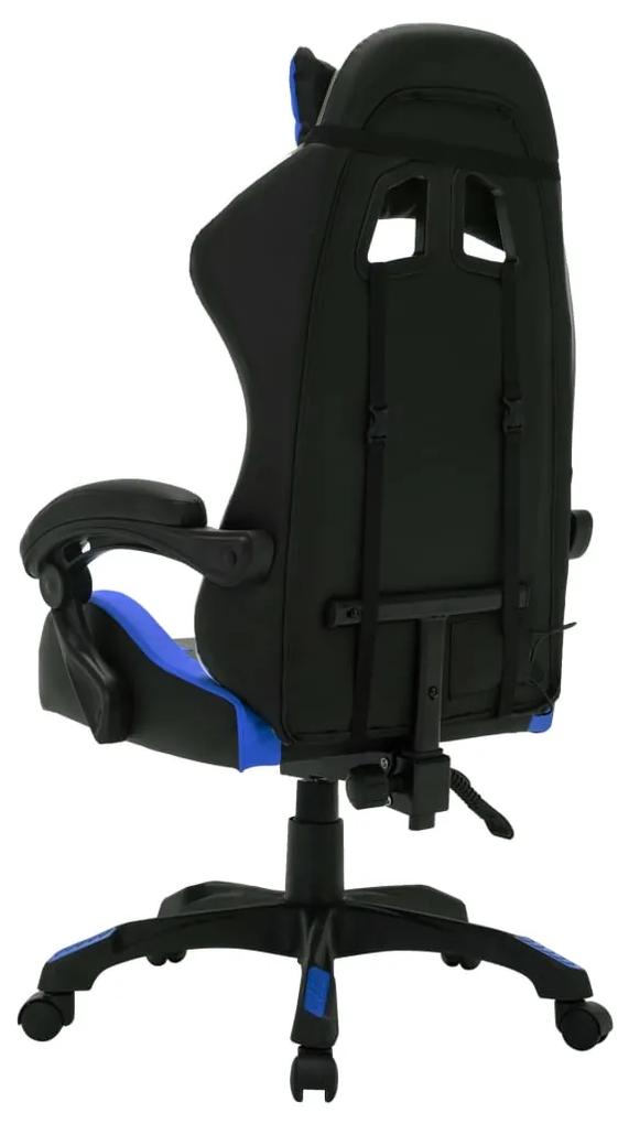 Scaun de jocuri cu LED RGB, albastru si negru, piele ecologica Albastru si negru, Fara suport de picioare, 1
