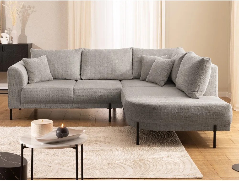 Colțar taupe cu tapițerie din chenille (cu colț pe partea dreaptă/în formă de ”L”) Mauris – Ropez