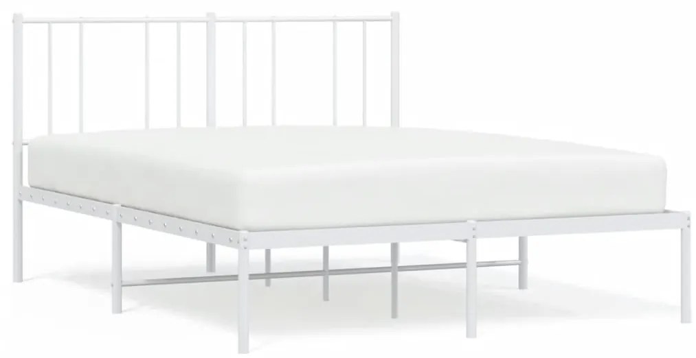 352527 vidaXL Cadru de pat metalic cu tăblie, alb, 120x200 cm
