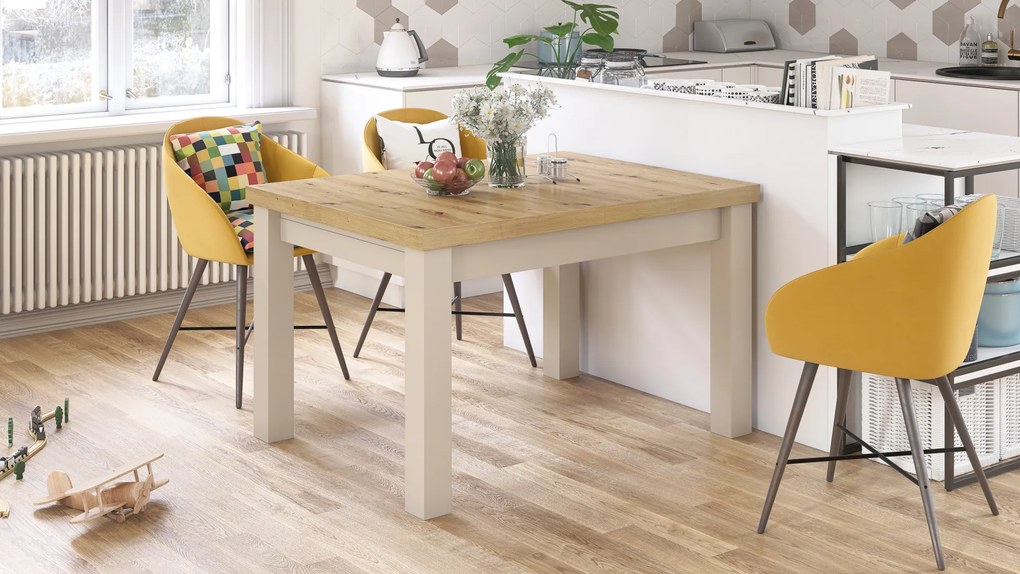 Mazzoni ROYAL Stejar Artisan/Bej (Șampanie) - MASĂ EXTENSIBILĂ PÂNĂ LA 2,7 m