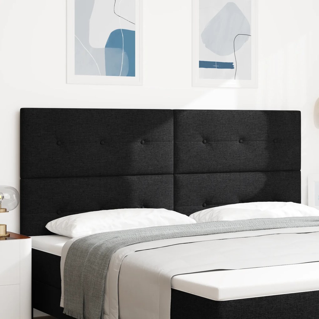 vidaXL Tăblie cu LED cu lumini cu bandă LED Negru 200 cm țesătură