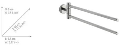 WENKO 20213100 - Suport pentru prosoape BOSIO SHINE 43x9 cm inox/argintiu