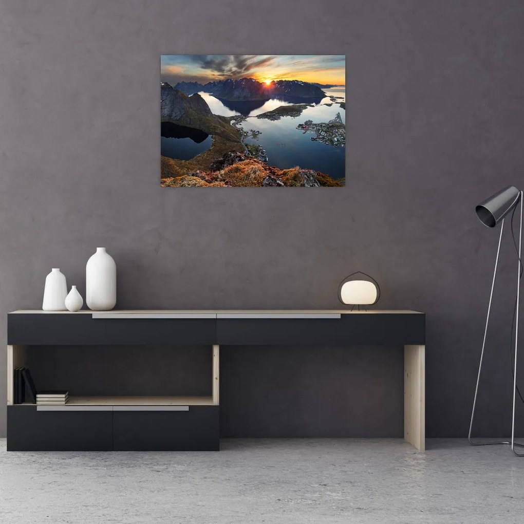 Tablou pe sticlă - Peisaj montan, Norvegia (70x50 cm)