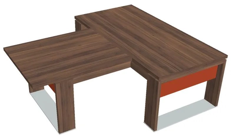 Masă Verno+ S 200 x 220 cm, cu extensie, nuc / portocaliu