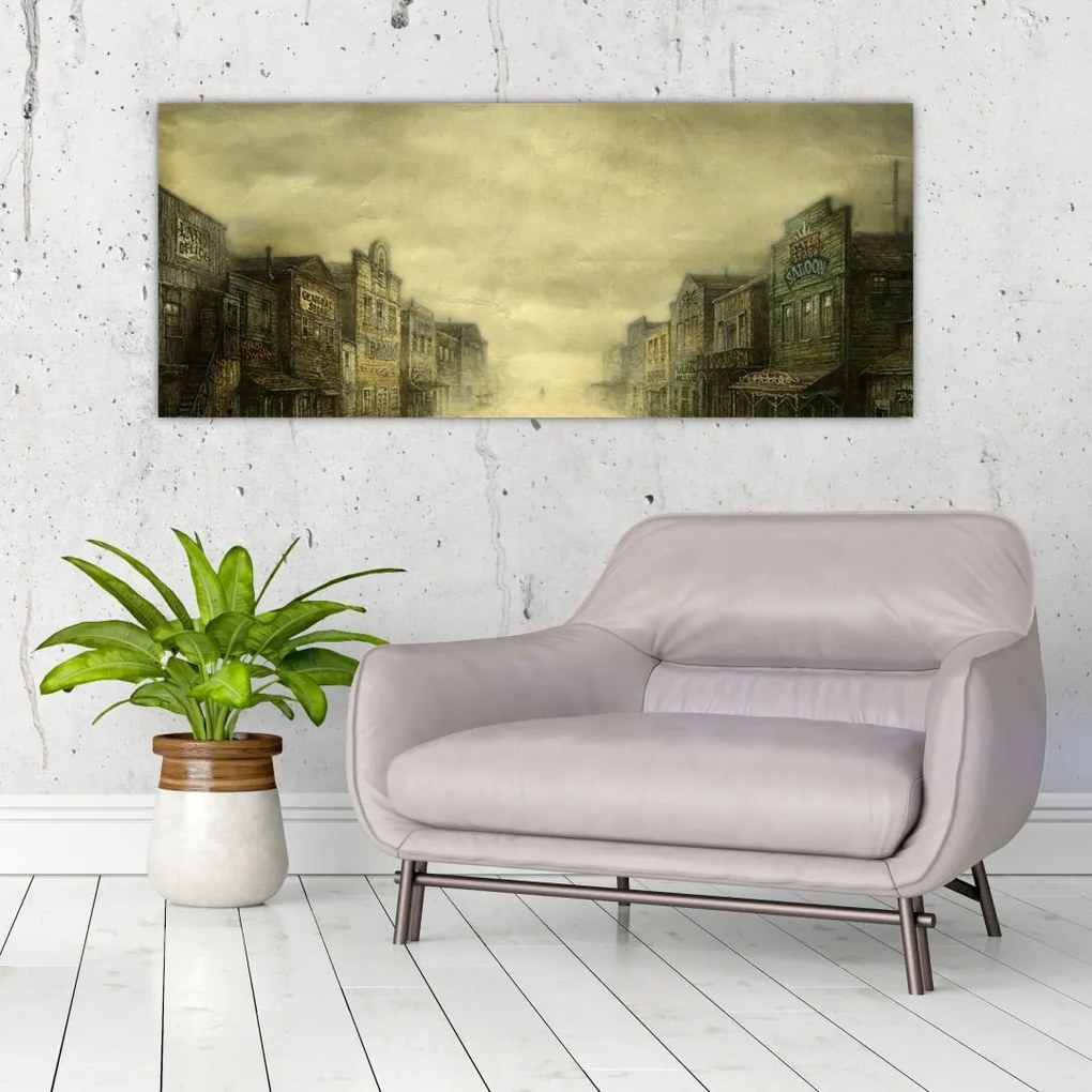 Tablou - Oraș colorat, abstracție (120x50 cm)