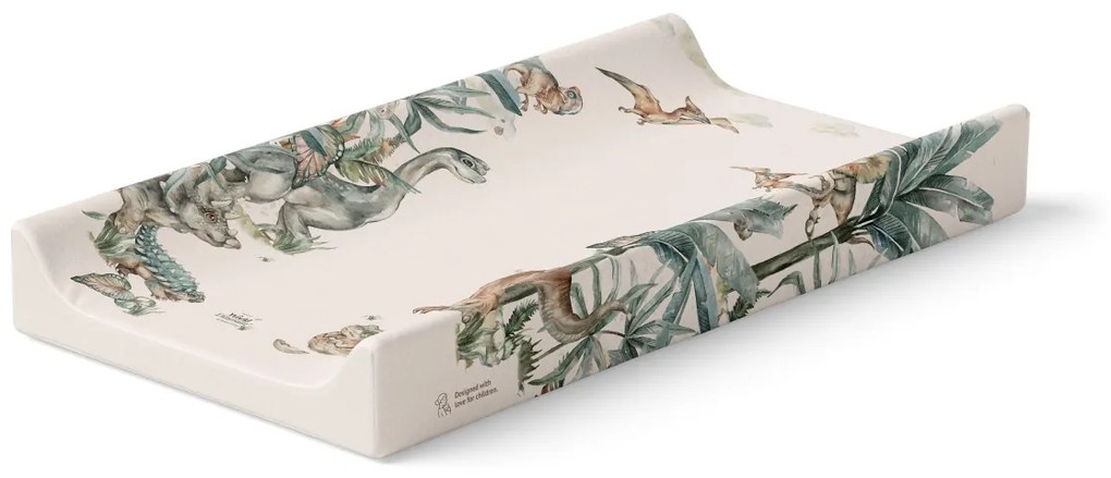 Saltea de infasat cu spate intarit si margini de protectie 50x80 cm, World of dinosaurs