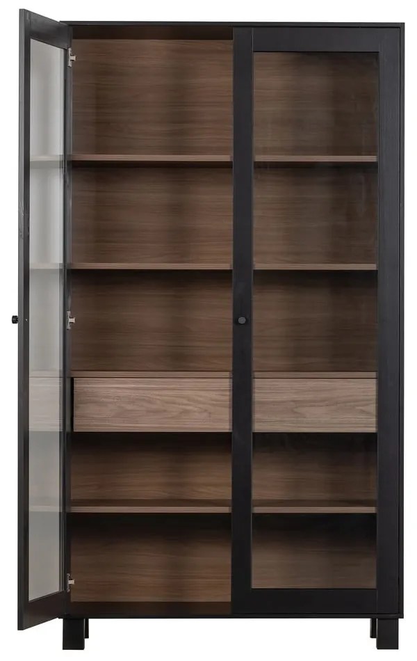 Vitrină neagră din lemn de pin 110x200 cm Goos – WOOOD