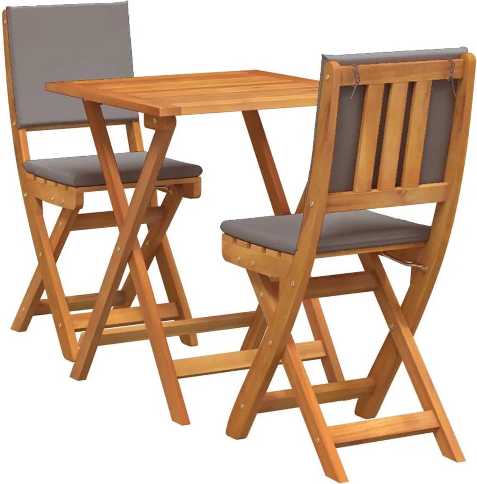 vidaXL Set bistro cu pernă 3 pcs Ulei Natural Lemn Solid de Acacia