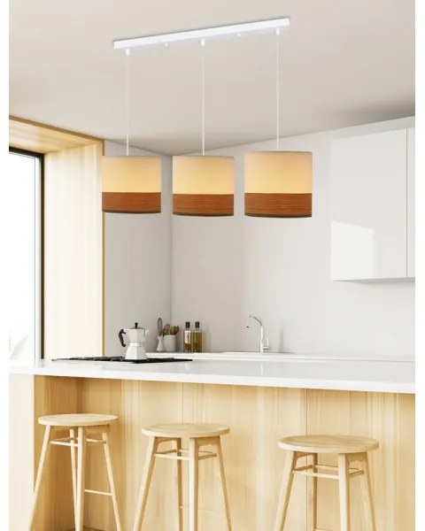 Lustră pe cablu BIANCO 3xE27/40W/230V alb/maro