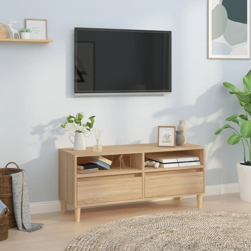 831896 vidaXL Comodă TV, stejar sonoma, 100x34,5x44,5 cm, lemn prelucrat