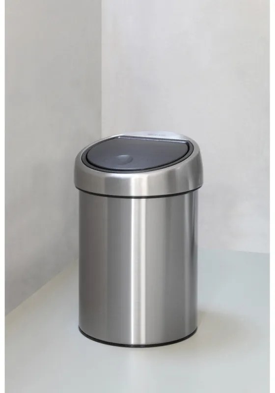 Cos de gunoi Brabantia Touch Bin 647217, 3 L, Deschidere lina si silentioasa, Montare pe perete, Rezistent la amprente, Inox