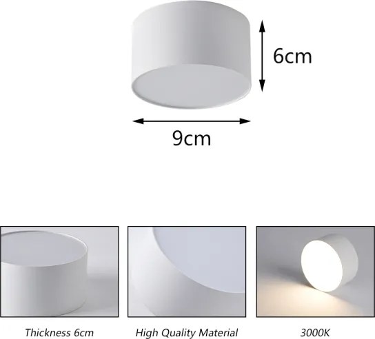 Brilagi - Plafonieră LED FORIS pentru baie, 9 W, 230 V, Ø 9 cm, albă, IP44