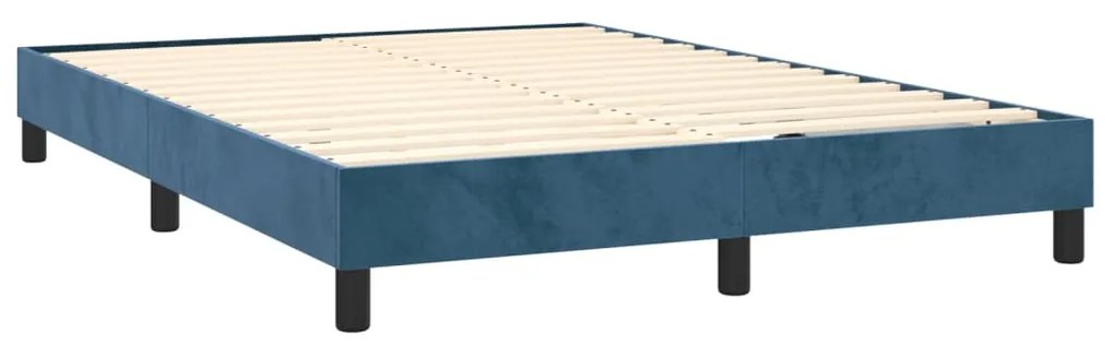 Cadru de pat box spring, albastru inchis, 140x200 cm, catifea Albastru inchis, 25 cm, 140 x 200 cm